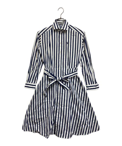 RALPH LAUREN（ラルフローレン）RALPH LAUREN (ラルフローレン) 長袖ワンピース ブルー×ホワイト サイズ:SIZE 00の古着・服飾アイテム