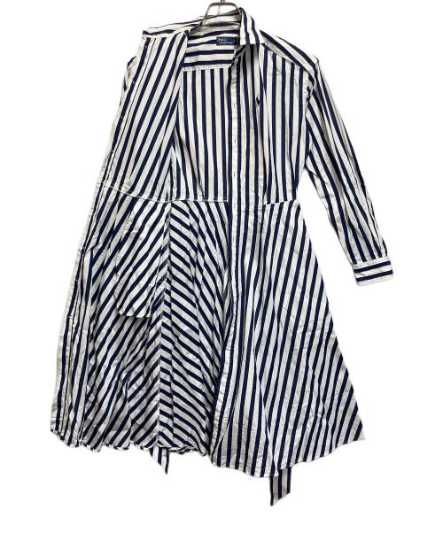 RALPH LAUREN（ラルフローレン）RALPH LAUREN (ラルフローレン) 長袖ワンピース ブルー×ホワイト サイズ:SIZE 00の古着・服飾アイテム