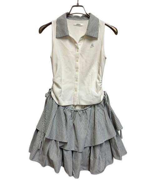 Snidel（スナイデル）Snidel (スナイデル) ポロカットコンビミニワンピース アイボリー×グレー サイズ:SIZE 0の古着・服飾アイテム