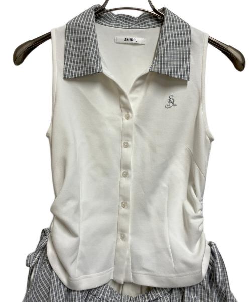 Snidel（スナイデル）Snidel (スナイデル) ポロカットコンビミニワンピース アイボリー×グレー サイズ:SIZE 0の古着・服飾アイテム