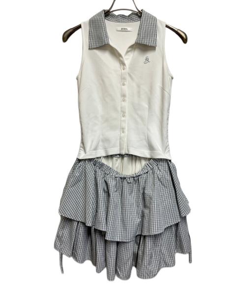 Snidel（スナイデル）Snidel (スナイデル) ポロカットコンビミニワンピース アイボリー×グレー サイズ:SIZE 0の古着・服飾アイテム