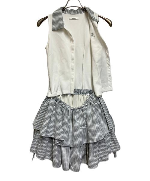 Snidel（スナイデル）Snidel (スナイデル) ポロカットコンビミニワンピース アイボリー×グレー サイズ:SIZE 0の古着・服飾アイテム