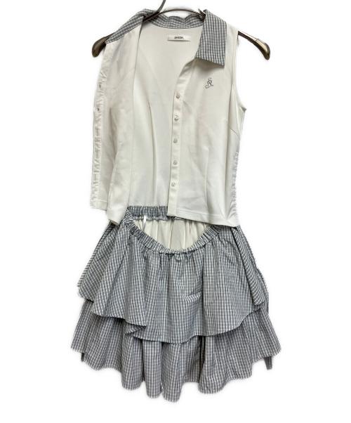 Snidel（スナイデル）Snidel (スナイデル) ポロカットコンビミニワンピース アイボリー×グレー サイズ:SIZE 0の古着・服飾アイテム