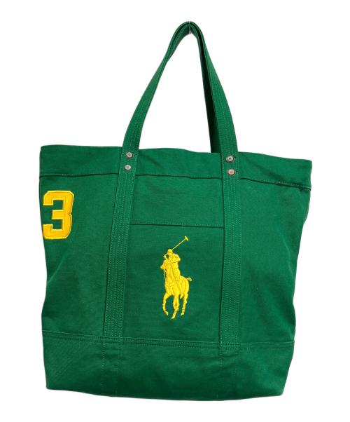 POLO RALPH LAUREN（ポロ・ラルフローレン）POLO RALPH LAUREN (ポロ・ラルフローレン) キャンバストートバッグ グリーン×イエローの古着・服飾アイテム