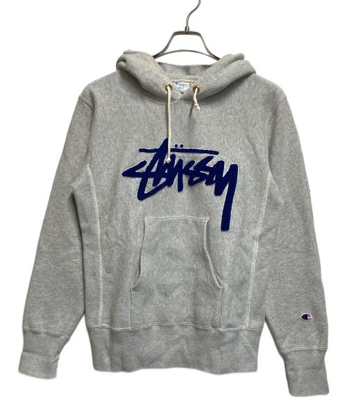 Champion REVERSE WEAVE（チャンピオン リバース ウィーブ）Champion REVERSE WEAVE (チャンピオン リバース ウィーブ) stussy (ステューシー) プルオーバーパーカー グレー サイズ:ＳＩＺＥ　Ｓの古着・服飾アイテム