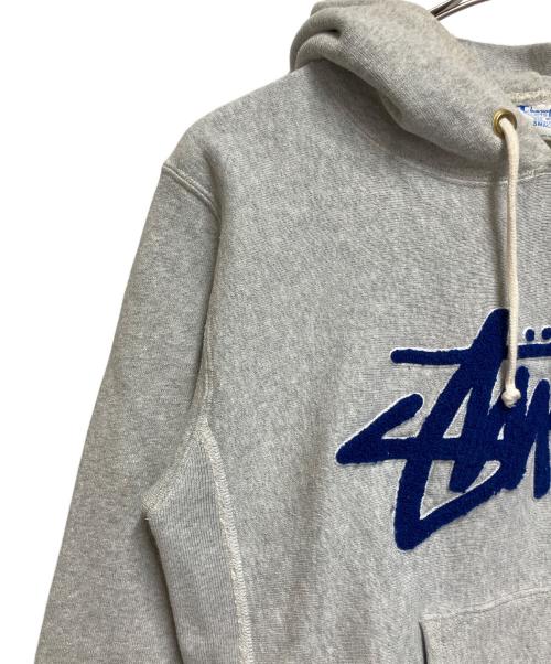 Champion REVERSE WEAVE（チャンピオン リバース ウィーブ）Champion REVERSE WEAVE (チャンピオン リバース ウィーブ) stussy (ステューシー) プルオーバーパーカー グレー サイズ:ＳＩＺＥ　Ｓの古着・服飾アイテム