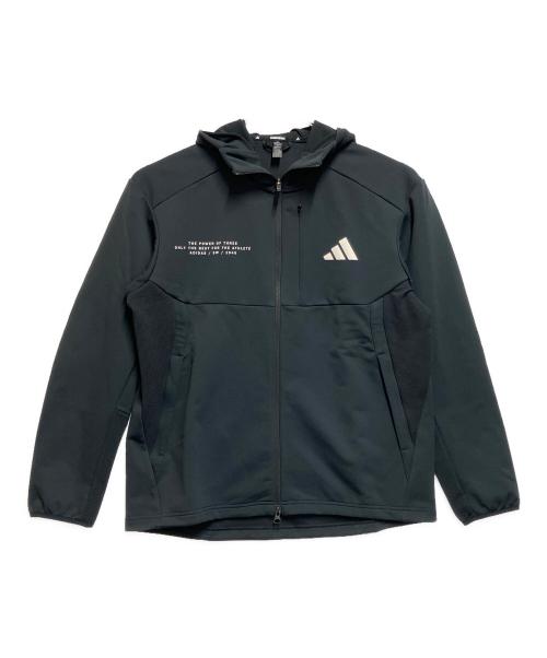 adidas（アディダス）adidas (アディダス) ダブルニット フード付きトラックジャケット ブラック サイズ:SIZE XLの古着・服飾アイテム