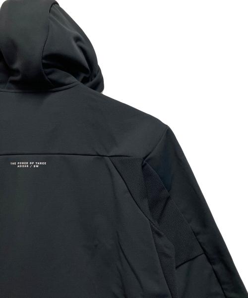 adidas（アディダス）adidas (アディダス) ダブルニット フード付きトラックジャケット ブラック サイズ:SIZE XLの古着・服飾アイテム