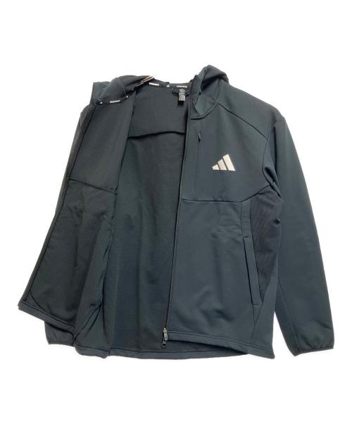 adidas（アディダス）adidas (アディダス) ダブルニット フード付きトラックジャケット ブラック サイズ:SIZE XLの古着・服飾アイテム