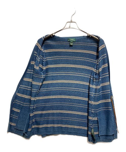 LAUREN RALPH LAUREN（ローレン ラルフ ローレン）LAUREN RALPH LAUREN (ローレン ラルフ ローレン) 薄手カーディガン ブルー×ホワイト サイズ:Mの古着・服飾アイテム
