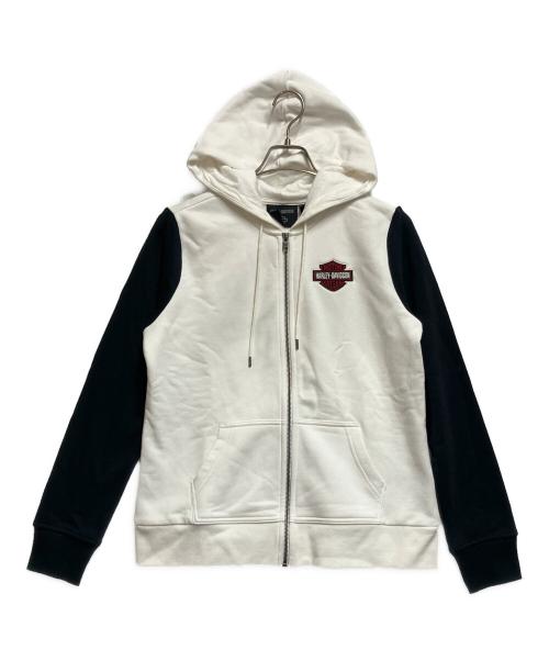 HARLEY-DAVIDSON（ハーレーダビッドソン）HARLEY-DAVIDSON (ハーレーダビッドソン) ジップパーカー ホワイト×ブラック サイズ:SIZE Lの古着・服飾アイテム