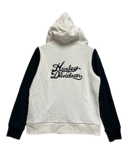 HARLEY-DAVIDSON（ハーレーダビッドソン）HARLEY-DAVIDSON (ハーレーダビッドソン) ジップパーカー ホワイト×ブラック サイズ:SIZE Lの古着・服飾アイテム