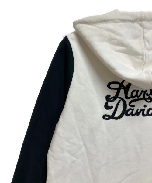 HARLEY-DAVIDSON（ハーレーダビッドソン）HARLEY-DAVIDSON (ハーレーダビッドソン) ジップパーカー ホワイト×ブラック サイズ:SIZE Lの古着・服飾アイテム