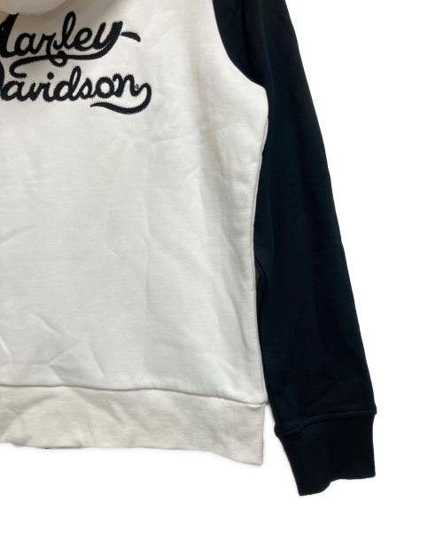 HARLEY-DAVIDSON（ハーレーダビッドソン）HARLEY-DAVIDSON (ハーレーダビッドソン) ジップパーカー ホワイト×ブラック サイズ:SIZE Lの古着・服飾アイテム