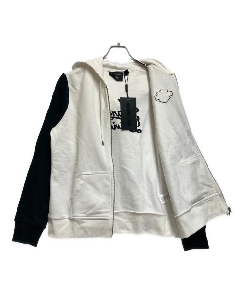 HARLEY-DAVIDSON（ハーレーダビッドソン）HARLEY-DAVIDSON (ハーレーダビッドソン) ジップパーカー ホワイト×ブラック サイズ:SIZE Lの古着・服飾アイテム