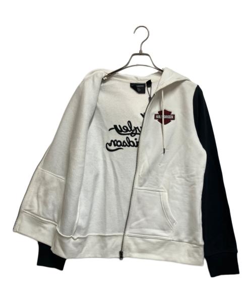 HARLEY-DAVIDSON（ハーレーダビッドソン）HARLEY-DAVIDSON (ハーレーダビッドソン) ジップパーカー ホワイト×ブラック サイズ:SIZE Lの古着・服飾アイテム