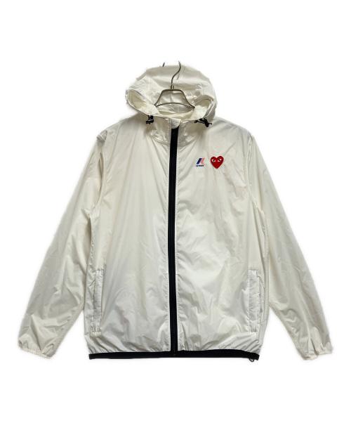 PLAY COMME des GARCONS（プレイコムデギャルソン）PLAY COMME des GARCONS (プレイコムデギャルソン) K-WAY (ケイウェイ) ナイロンジャケット ホワイト×ブラック サイズ:SIZE Lの古着・服飾アイテム