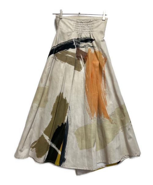 Ameri（アメリ）Ameri (アメリ) ルイーズアートスカート ベージュ サイズ:SIZE Mの古着・服飾アイテム