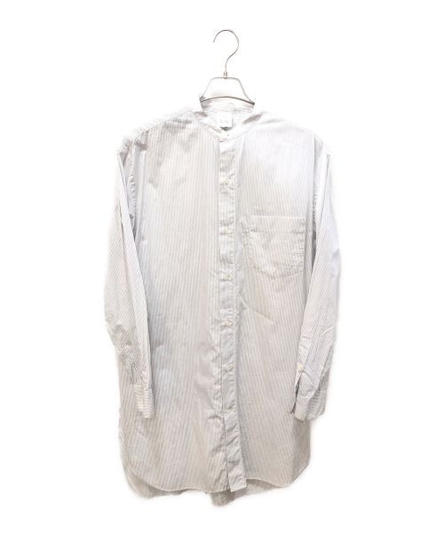 THE LIBRARY（ザ ライブラリー）THE LIBRARY (ザ ライブラリー) バンドカラーロングシャツ ホワイト サイズ:Ｍの古着・服飾アイテム