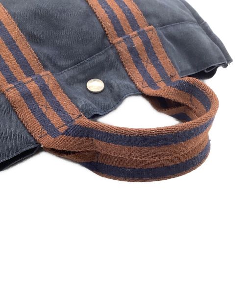 HERMES（エルメス）HERMES (エルメス) ミニトートバッグ ネイビー×ブラウンの古着・服飾アイテム