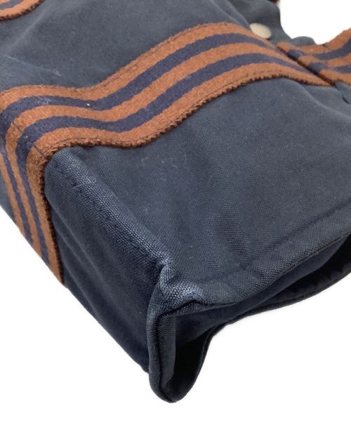 HERMES（エルメス）HERMES (エルメス) ミニトートバッグ ネイビー×ブラウンの古着・服飾アイテム
