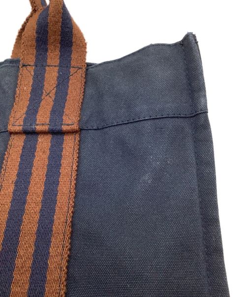 HERMES（エルメス）HERMES (エルメス) ミニトートバッグ ネイビー×ブラウンの古着・服飾アイテム