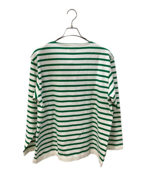 Yonetomi（ヨネトミ）yonetomi (ヨネトミ) バスクシャツ ホワイト×グリーン サイズ:3 未使用品の古着・服飾アイテム