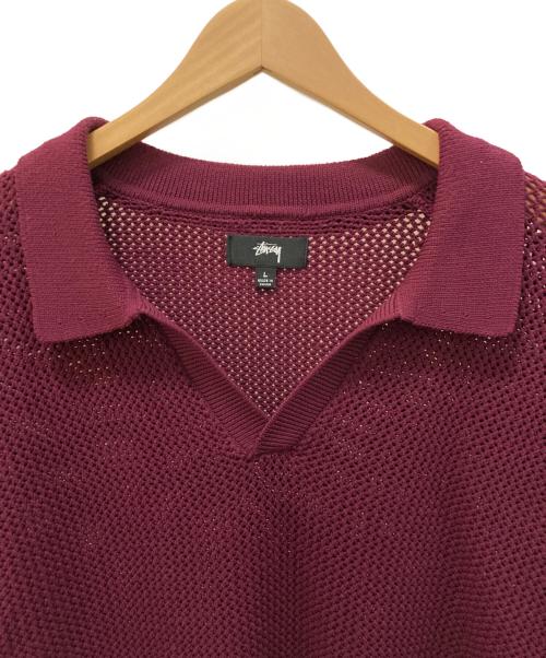 stussy（ステューシー）stussy (ステューシー) ニットポロシャツ ボルドー サイズ:Lの古着・服飾アイテム