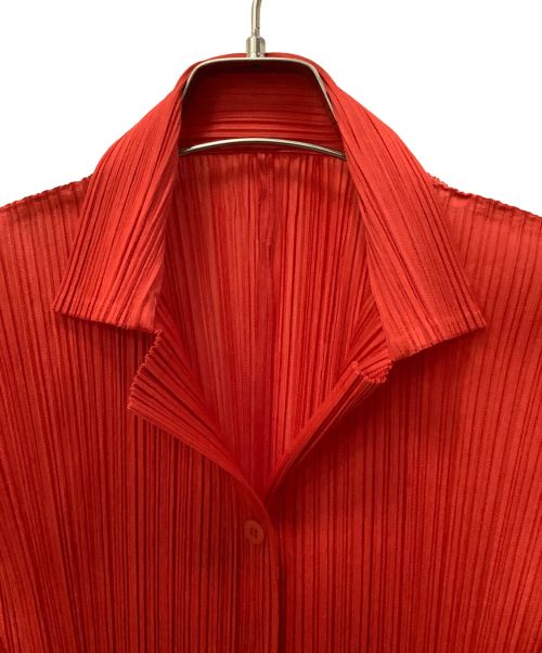 PLEATS PLEASE（プリーツプリーズ）PLEATS PLEASE (プリーツプリーズ) シャツカーディガン レッド サイズ:3の古着・服飾アイテム