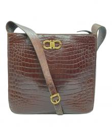 Salvatore Ferragamo（サルヴァトーレ フェラガモ）の古着「クロコ型押ショルダーバッグ」｜ブラウン