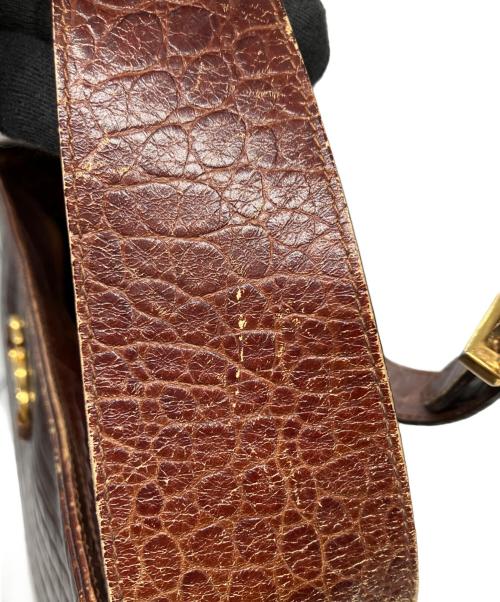 Salvatore Ferragamo（サルヴァトーレ フェラガモ）Salvatore Ferragamo (サルヴァトーレ フェラガモ) クロコ型押ショルダーバッグ ブラウンの古着・服飾アイテム