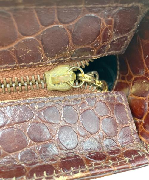 Salvatore Ferragamo（サルヴァトーレ フェラガモ）Salvatore Ferragamo (サルヴァトーレ フェラガモ) クロコ型押ショルダーバッグ ブラウンの古着・服飾アイテム