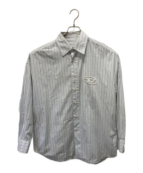 DIESEL（ディーゼル）DIESEL (ディーゼル) ストライプシャツ ホワイト×ブルー サイズ:46の古着・服飾アイテム