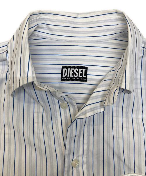 DIESEL（ディーゼル）DIESEL (ディーゼル) ストライプシャツ ホワイト×ブルー サイズ:46の古着・服飾アイテム