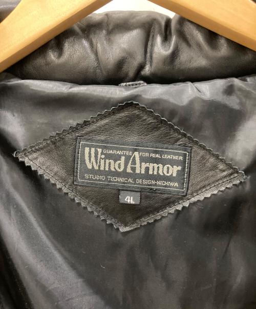 Wind Armor（ウィンドアーマー）Wind Armor (ウィンドアーマー) レザーダウンジャケット ブラック サイズ:４Lの古着・服飾アイテム