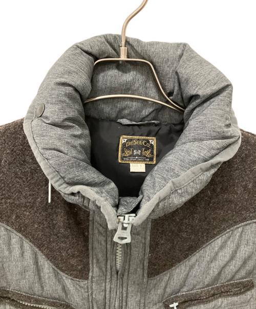DIESEL（ディーゼル）DIESEL (ディーゼル) 切替ダウンジャケット グレー×ブラウン サイズ:Lの古着・服飾アイテム