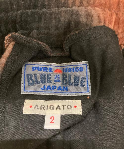 BLUE BLUE（ブルーブルー）BLUE BLUE (ブルーブルー) ベロアイージーパンツ ブラック×オレンジ サイズ:2の古着・服飾アイテム