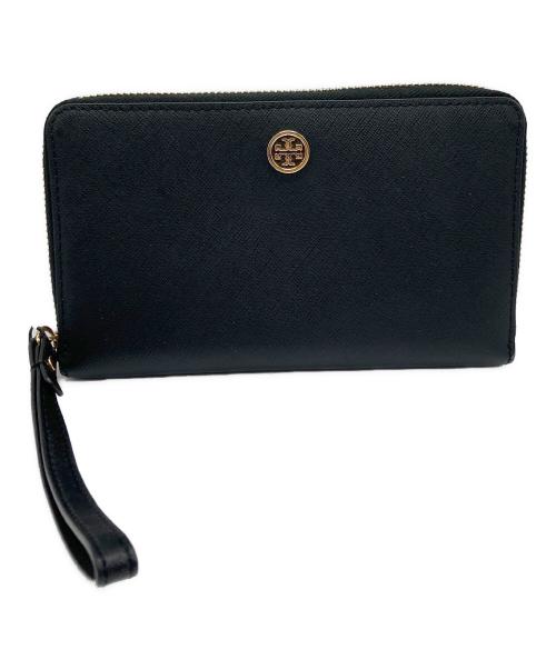 TORY BURCH（トリーバーチ）TORY BURCH (トリーバーチ) ラウンドファスナー財布 ブラック×ネイビーの古着・服飾アイテム