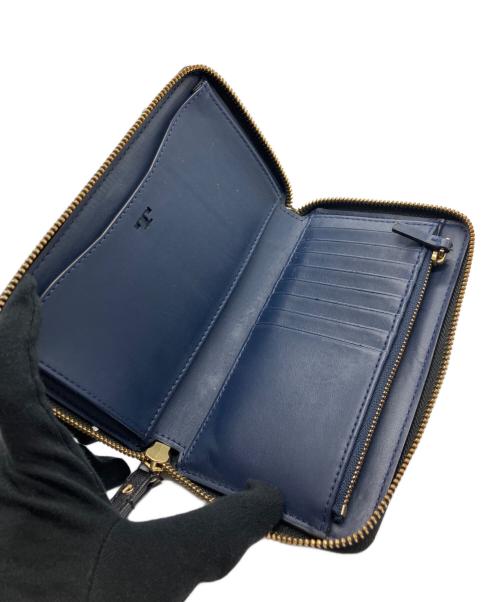 TORY BURCH（トリーバーチ）TORY BURCH (トリーバーチ) ラウンドファスナー財布 ブラック×ネイビーの古着・服飾アイテム
