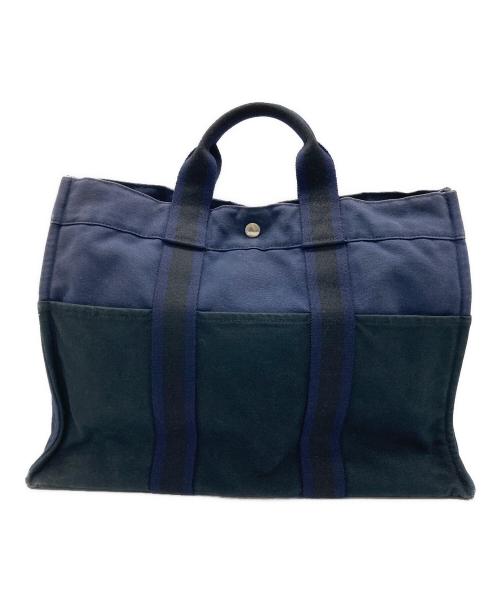 HERMES（エルメス）HERMES (エルメス) トートバッグ ネイビー×ブラックの古着・服飾アイテム