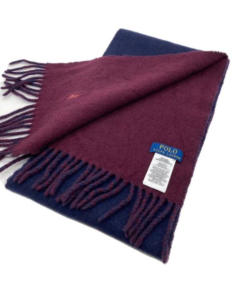 POLO RALPH LAUREN（ポロ・ラルフローレン）POLO RALPH LAUREN (ポロ・ラルフローレン) マフラー ネイビー×ボルドーの古着・服飾アイテム