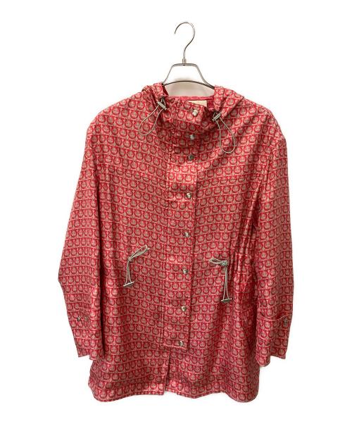 Salvatore Ferragamo（サルヴァトーレ フェラガモ）Salvatore Ferragamo (サルヴァトーレ フェラガモ) シルクフーデッドコート コーラル サイズ:44の古着・服飾アイテム