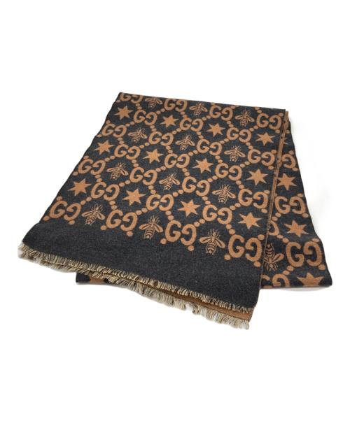 GUCCI（グッチ）GUCCI (グッチ) 大判ストール ブラウン×ブラックの古着・服飾アイテム