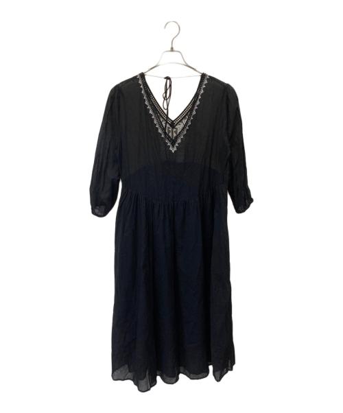 ne quittez pas（ヌキテパ）ne quittez pas (ヌキテパ) 半袖ワンピース ブラック サイズ:記載なしの古着・服飾アイテム