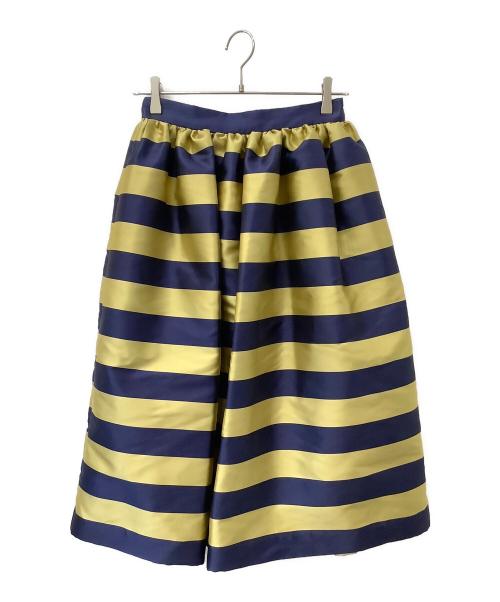 Kate Spade（ケイトスペード）Kate Spade (ケイトスペード) オーニングストライプ ミディ スカート イエロー×ネイビーの古着・服飾アイテム
