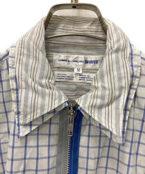 COMME des GARCONS SHIRT（コムデギャルソンシャツ）COMME des GARCONS SHIRT (コムデギャルソンシャツ) 半袖シャツ ホワイト×ブルー サイズ:Mの古着・服飾アイテム