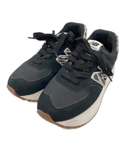 NEW BALANCE（ニューバランス）NEW BALANCE (ニューバランス) 厚底ソールスニーカー ブラック×ベージュ サイズ:25.0cmの古着・服飾アイテム