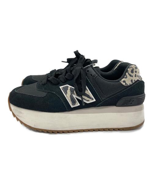 NEW BALANCE（ニューバランス）NEW BALANCE (ニューバランス) 厚底ソールスニーカー ブラック×ベージュ サイズ:25.0cmの古着・服飾アイテム