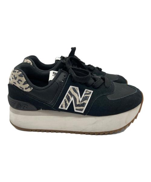 NEW BALANCE（ニューバランス）NEW BALANCE (ニューバランス) 厚底ソールスニーカー ブラック×ベージュ サイズ:25.0cmの古着・服飾アイテム