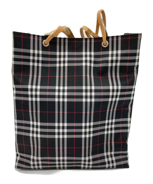 BURBERRY LONDON（バーバリーロンドン）BURBERRY LONDON (バーバリーロンドン) ナイロントートバッグ ブラック×ホワイト×レッドの古着・服飾アイテム